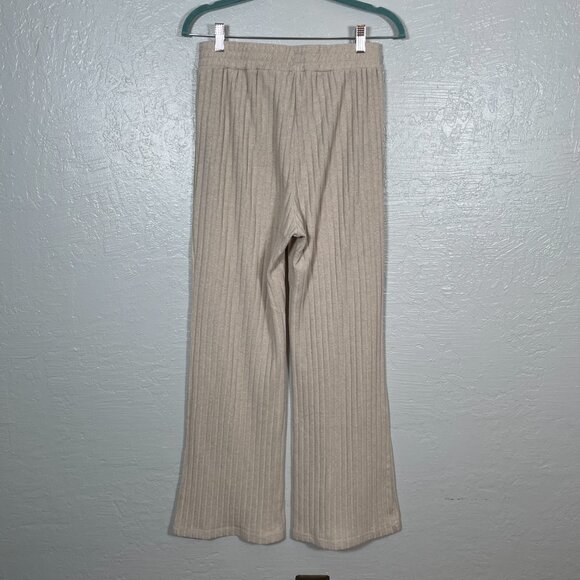 Rylee and Cru Women M Beige Oatmeal Ribbed Wide Leg Pants Loungewear Boho Beachy - Picture 5 of 9